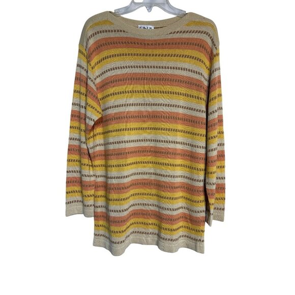 Vintage Gina Made In Italy Striped Sweater Lightweight Size Medium - Picture 1 of 5